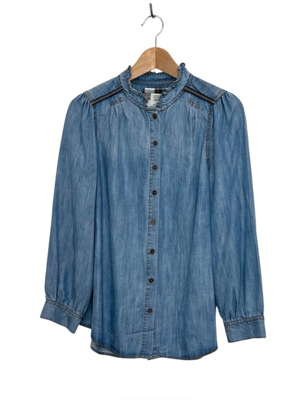 Matilda Jane Good Hart Lyles Chambray Denim Shirt Size Small Cottagecore Western